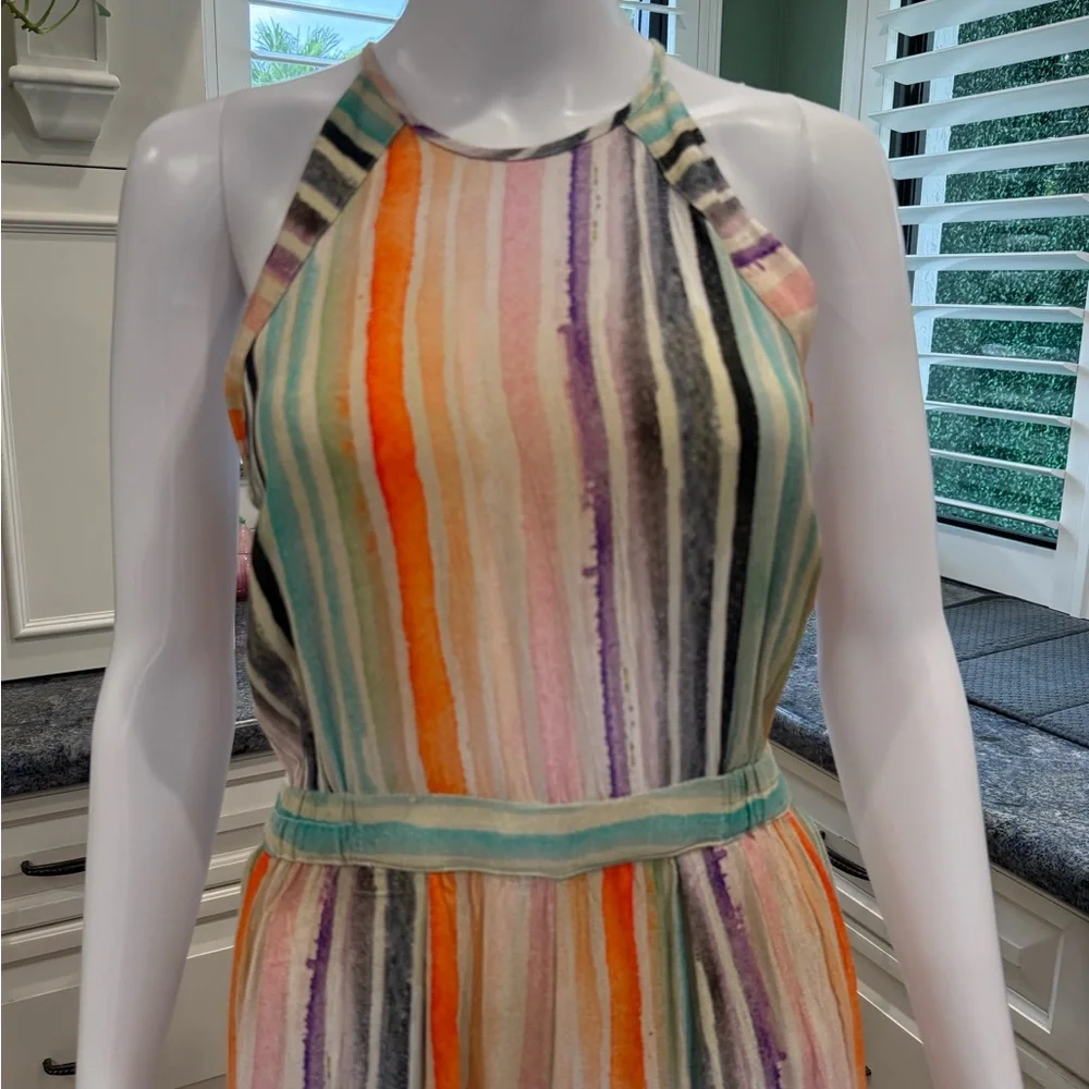 Blank NYC Striped Multicolor Halter Summer Jumpsuit Small - Picture 4 of 11